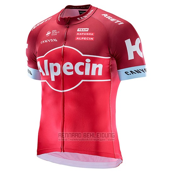 2017 Fahrradbekleidung Katusha Alpecin Rot Trikot Kurzarm und Tragerhose - zum Schließen ins Bild klicken